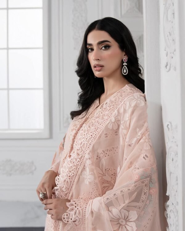 Soft Pink Floral Embroidered Formal Outfit – Graceful Eid Collection