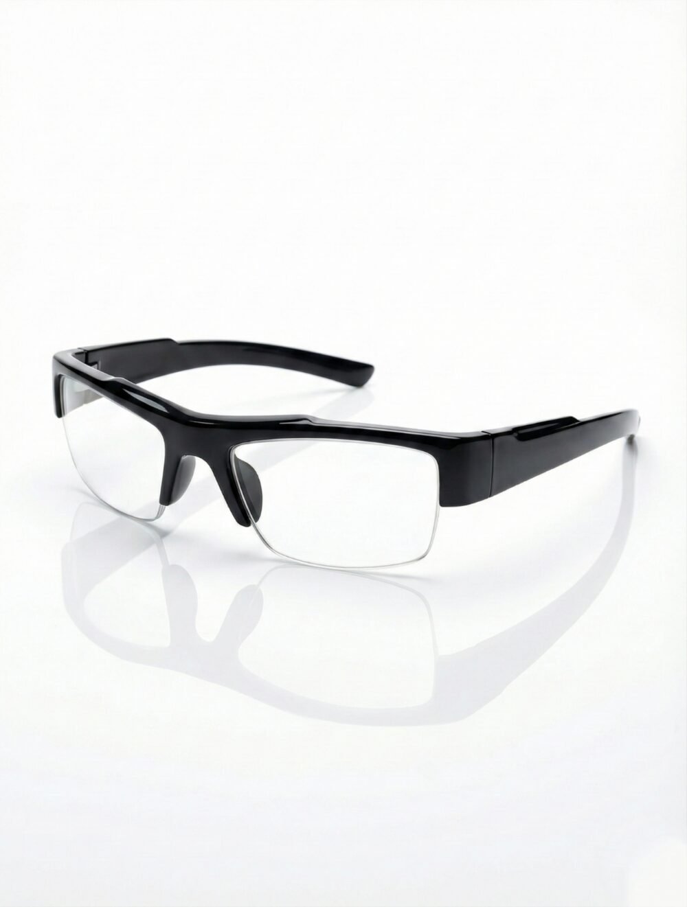 Modern Black Semi-Rimless Rectangular Eyeglasses