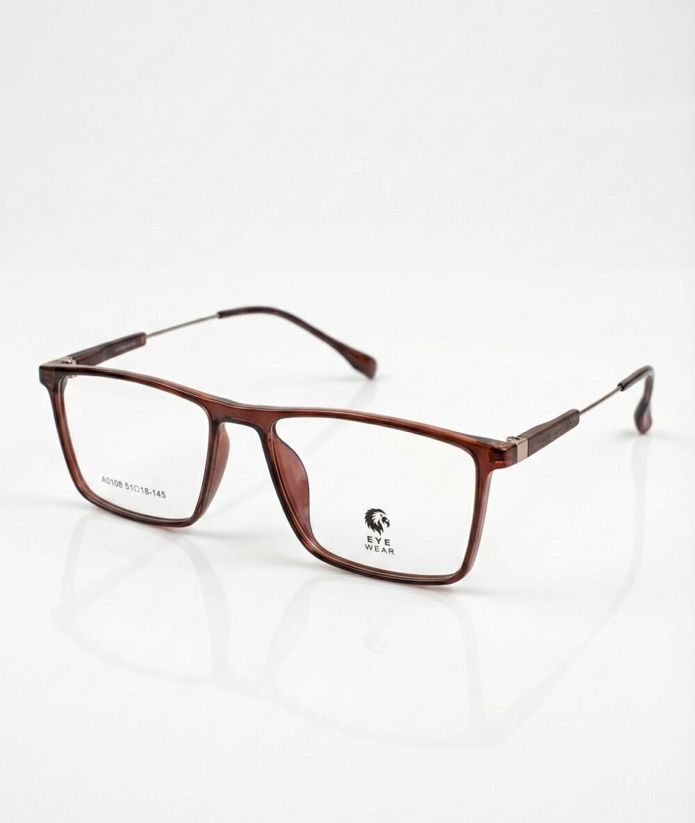 Classic Tortoise Shell Rectangle Eyeglasses – Lightweight TR90 Frame with Slim Metal Temples (A0108)