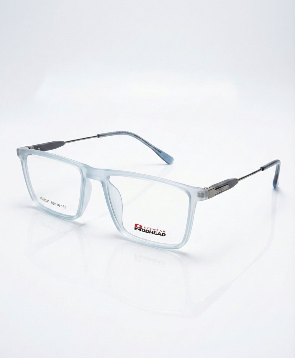 Crystal Blue Square Eyeglasses – Lightweight KB7327 Frames with Mixed-Media Temples