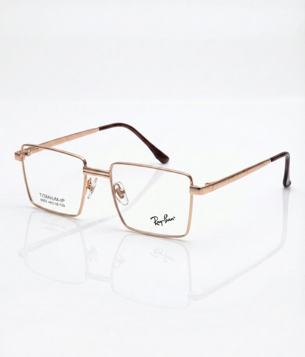 Ray-Ban Titanium-IP Square Eyeglasses | Lightweight Rose Gold Frame (Model 6003) – Eye Zone US