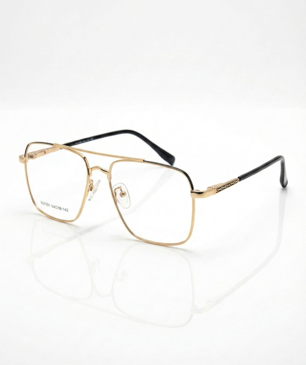 Chopard Inspired Gold & Black Aviator Eyeglasses | Luxury Full-Rim Pilot Frames | Iqbal Sadiq Eye Care