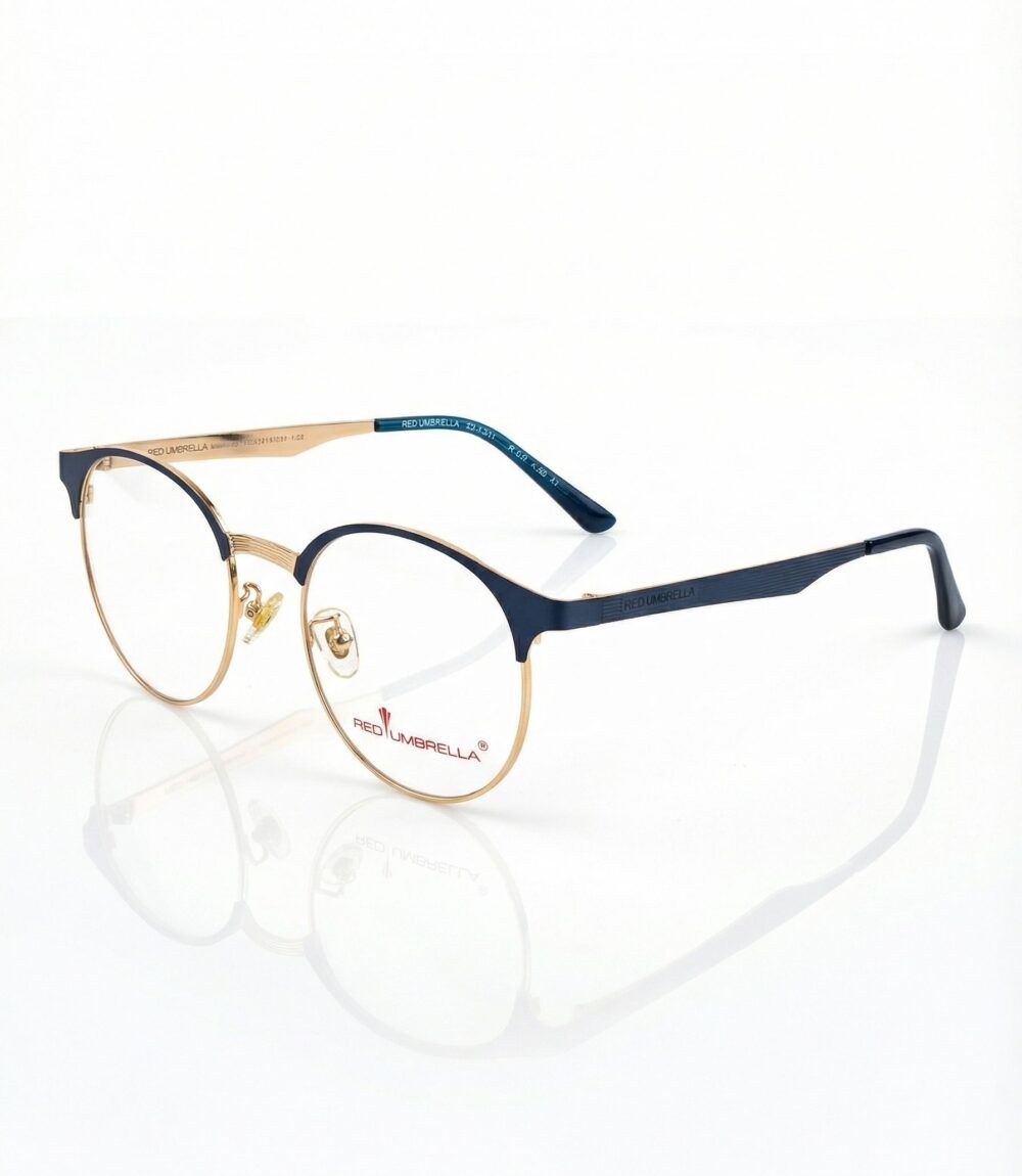 Premium Red Umbrella Blue-Gold Round Eyeglasses Frames for Men & Women | Anti-Blue Light Computer Glasses - Anmol Optical