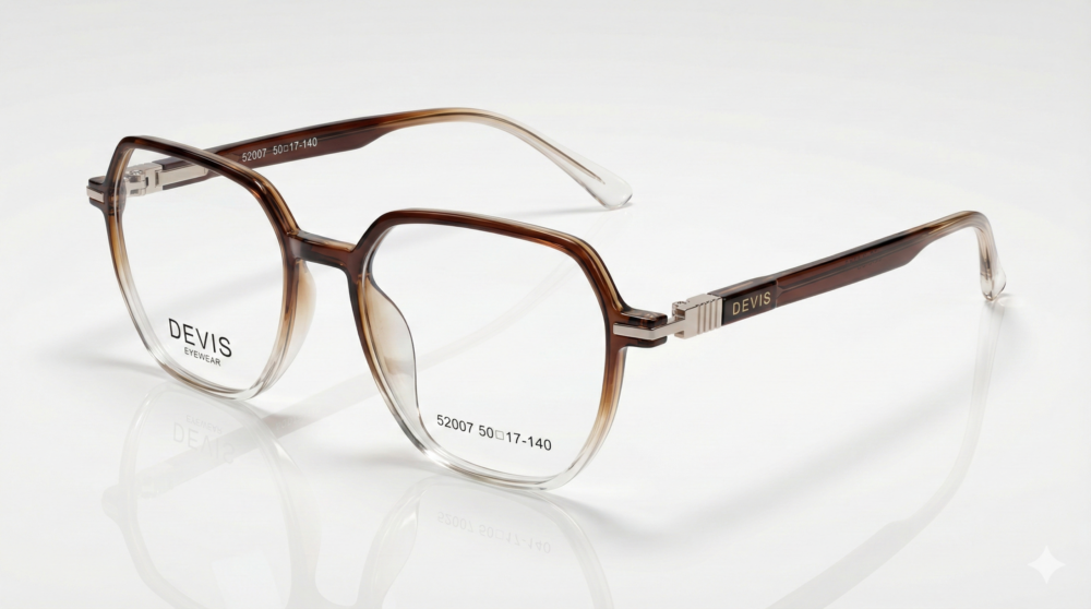 Devis 52007 Gradient Brown Acetate Optical Frames Square Unisex Eyeglasses 50-17-140 | Eye Zone US