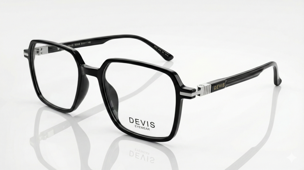 Devis C2366 Transparent Acetate Optical Frames Square Unisex Eyeglasses with Gold Accents | Eye Zone US