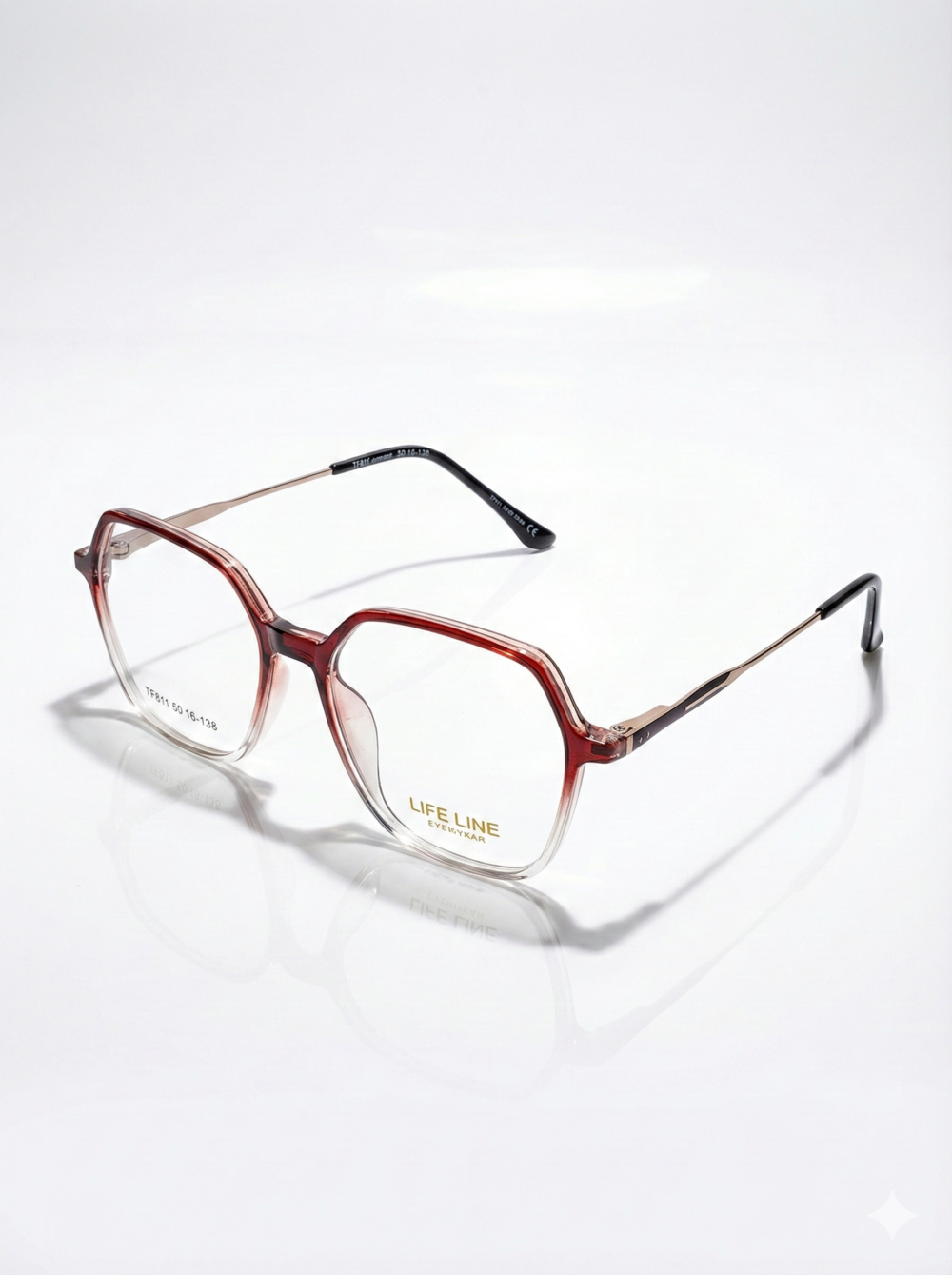 Life Line TF811 Gradient Red to Transparent Acetate Optical Frames Irregular Unisex Eyeglasses 50-16-138 | Eye Zone US